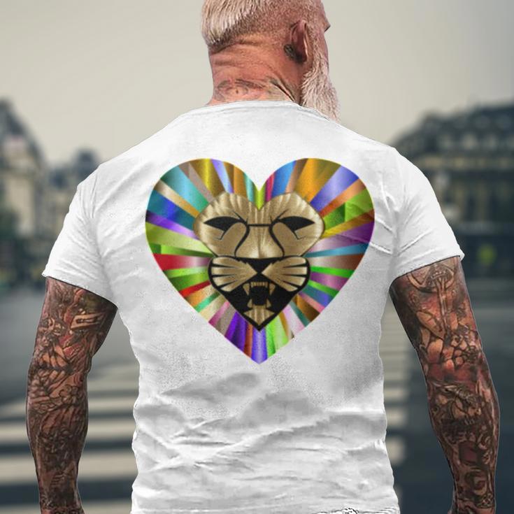 Colored Lion Heart Men's Crewneck Short Sleeve Back Print T-shirt Gifts for Old Men