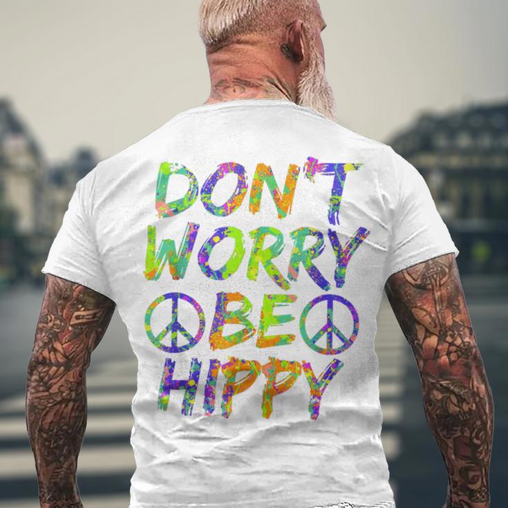 Donut Worry Be Happy Men's Crewneck Short Sleeve Back Print T-shirt Gifts for Old Men