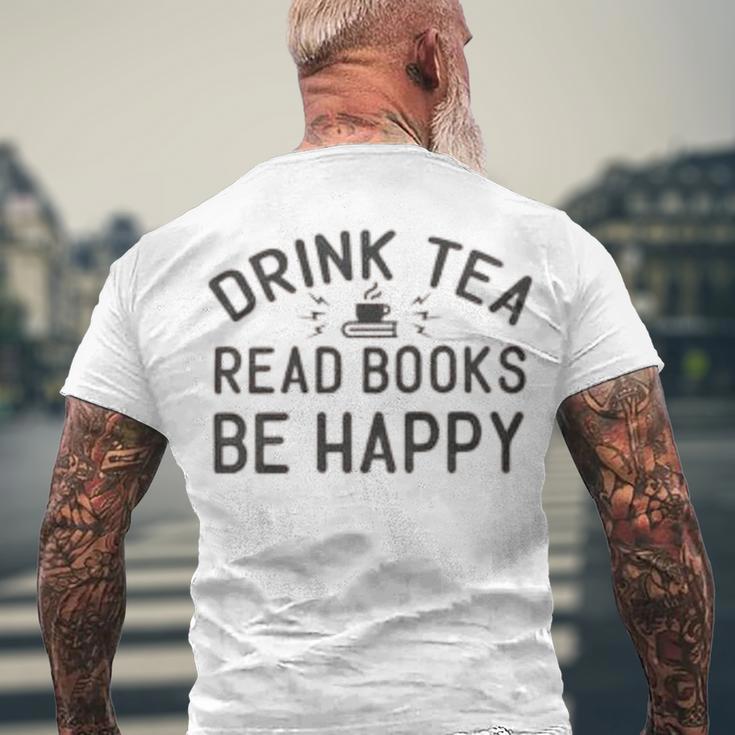 Drink Tea Read Books Men's Crewneck Short Sleeve Back Print T-shirt Gifts for Old Men