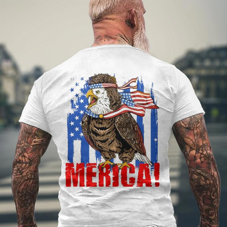 Eagle American Flag Usa Flag Mullet Eagle 4Th Of July Merica Men's Back Print T-shirt Gifts for Old Men