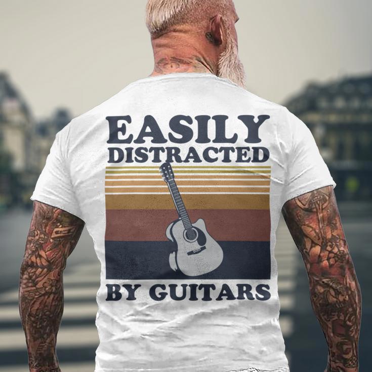 Easily Distracted By Guitars Quote For A Guitar Player Racerback Men's Crewneck Short Sleeve Back Print T-shirt Gifts for Old Men