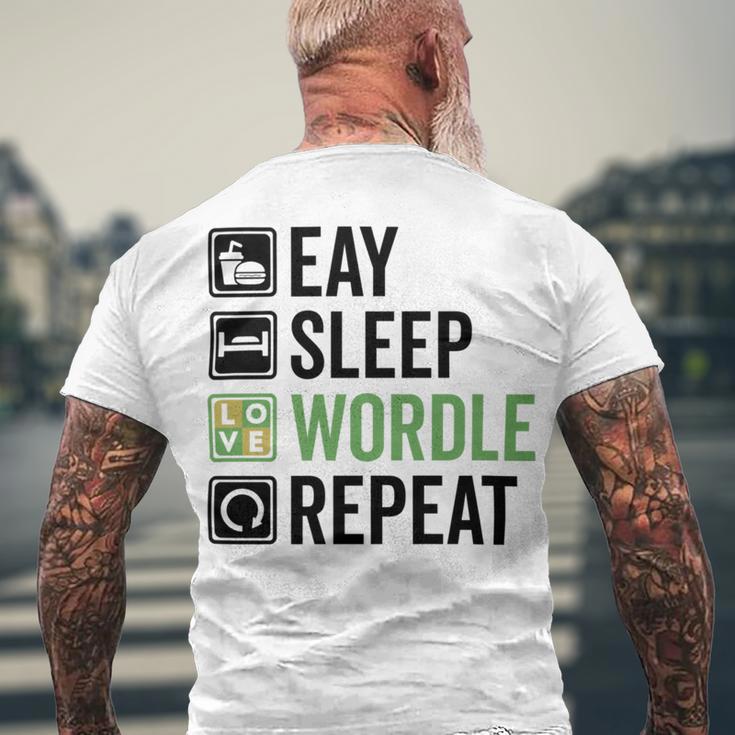 Eat Eat Sleep Wordle Repeat Wordle Lover Wordle Addict Men's Crewneck Short Sleeve Back Print T-shirt Gifts for Old Men