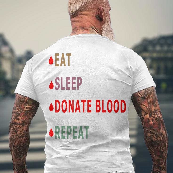 Eat Sleep Donate Blood Repeat Blood Donation Blood Donation Awareness Men's Crewneck Short Sleeve Back Print T-shirt Gifts for Old Men