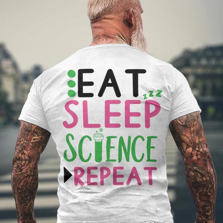 Eat Sleep Science Repeat Men's Crewneck Short Sleeve Back Print T-shirt Gifts for Old Men