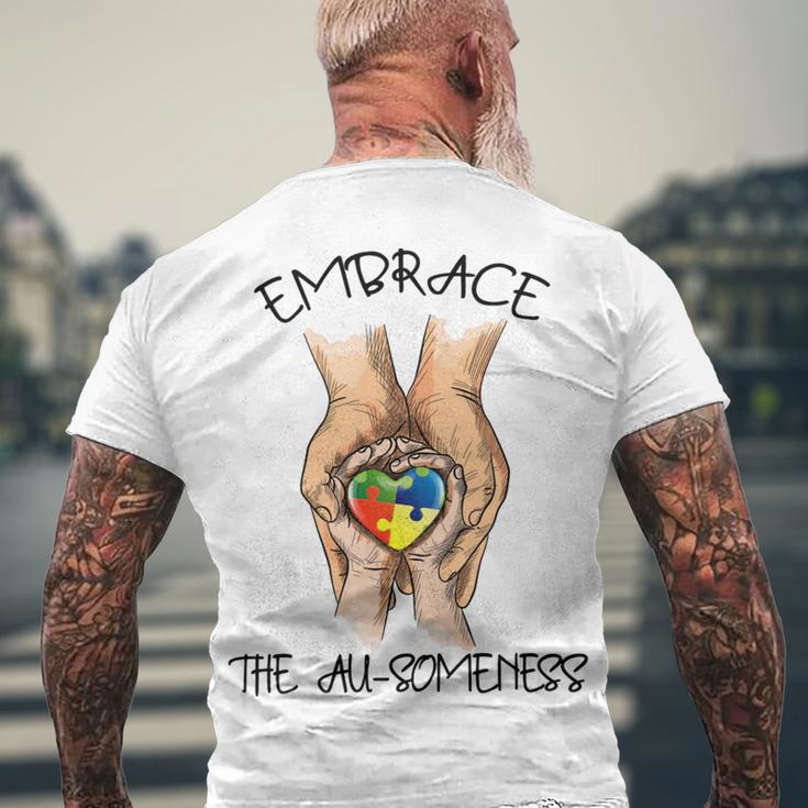 Embrace Ausomeness Men's Crewneck Short Sleeve Back Print T-shirt Gifts for Old Men