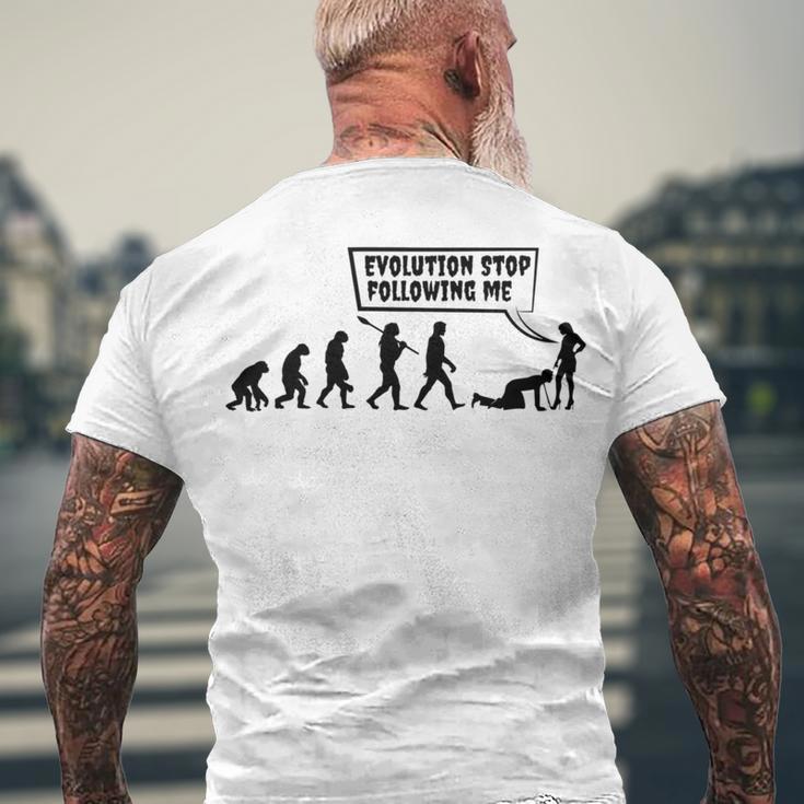 Evolution Stop Following Me Men's Crewneck Short Sleeve Back Print T-shirt Gifts for Old Men