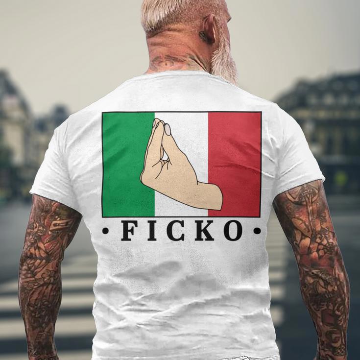 Ficko Italian Hand Sign Men's Crewneck Short Sleeve Back Print T-shirt Gifts for Old Men