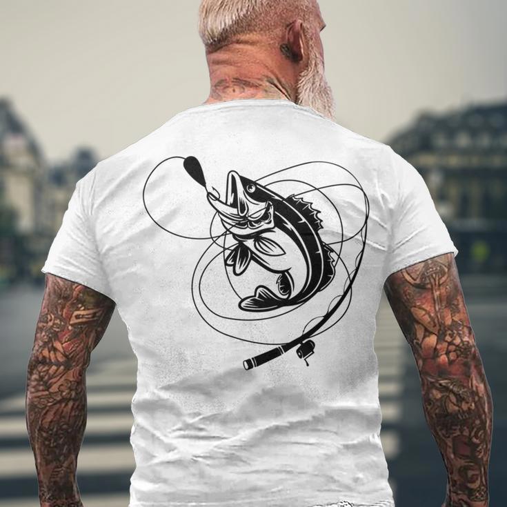 Fishing Bass Sticker Men's Crewneck Short Sleeve Back Print T-shirt Gifts for Old Men