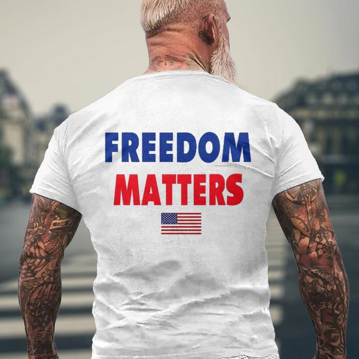 Freedom Matters American Flag Patriotic Men's Back Print T-shirt Gifts for Old Men