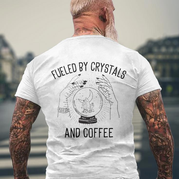 Fueled By Crystals And Coffee Witch Spells Chakra Men's Back Print T-shirt Gifts for Old Men