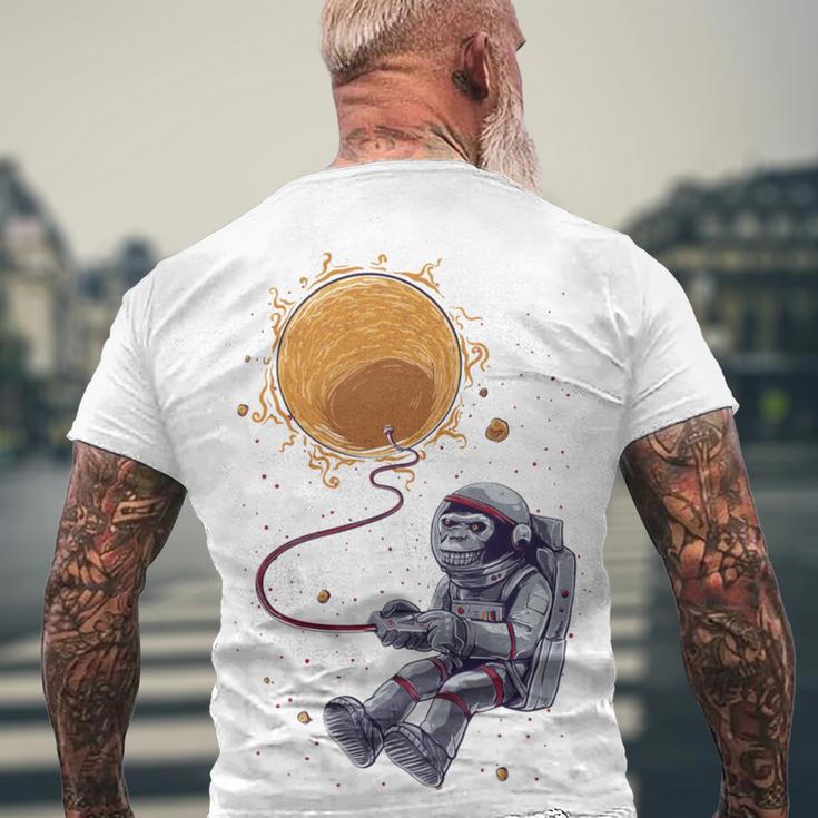 Funny Astronaut Monkey Blowing Sun V2 Men's Crewneck Short Sleeve Back Print T-shirt Gifts for Old Men