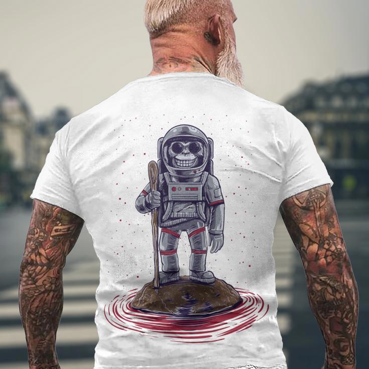 Funny Astronaut Monkey V3 Men's Crewneck Short Sleeve Back Print T-shirt Gifts for Old Men