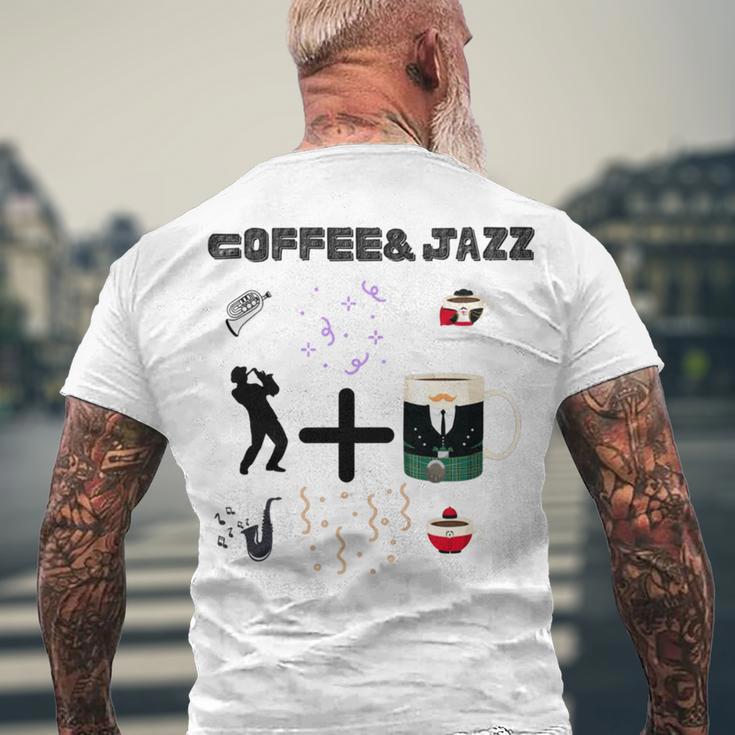 Funny Coolgiftcute Coffee Jazz Jazzmusiccoffeejazz Loverjazz Musicnashvillevintageguitar Men's Crewneck Short Sleeve Back Print T-shirt Gifts for Old Men