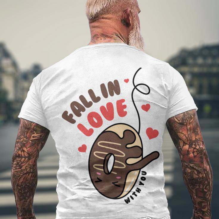 Funny Donut Fall In Love Men's Crewneck Short Sleeve Back Print T-shirt Gifts for Old Men