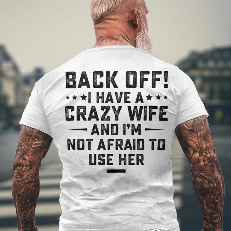 Funny Husband Gifts From Wife Crazy Wife Marriage Humor Men's Crewneck Short Sleeve Back Print T-shirt Gifts for Old Men