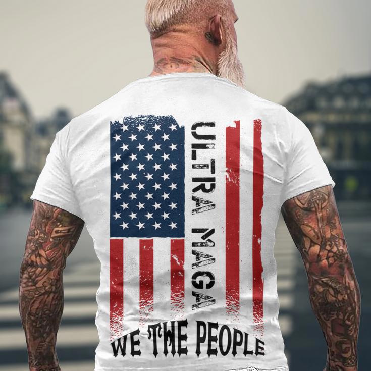 Funny Ultra Maga Vintage American Flag Ultramaga Retro Men's Crewneck Short Sleeve Back Print T-shirt Gifts for Old Men