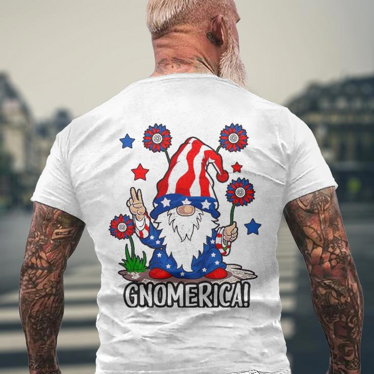 Gnomes 4Th Of July Women Gnomerica Girls American Flag Men's Back Print T-shirt Gifts for Old Men