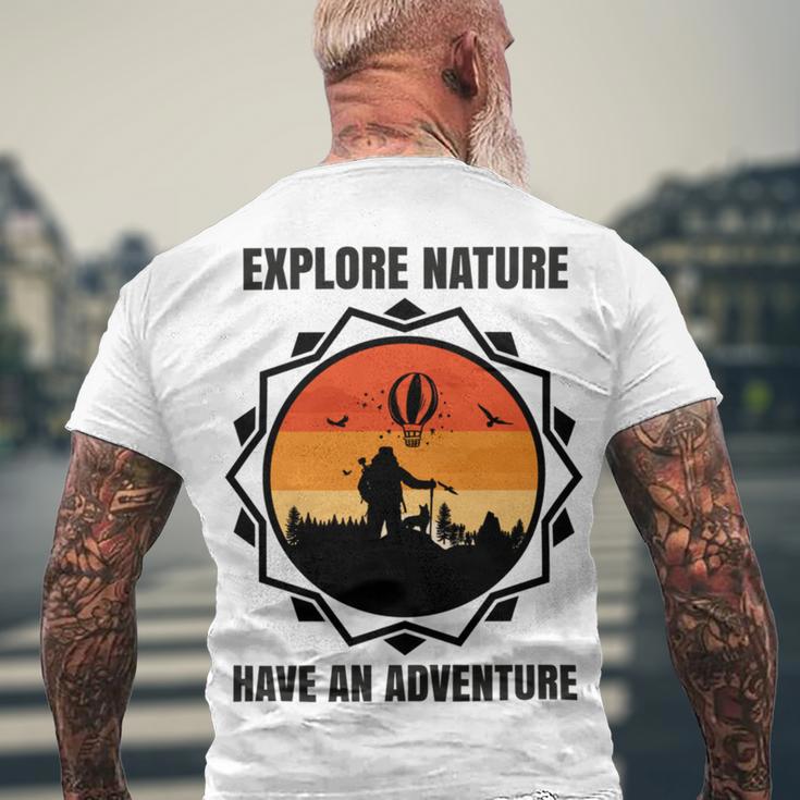 Go Explore Nature Have An Adventure Gift For Wilderness Camping Hiking Lovers Travel In The Wild Gift For Holidays Men's Crewneck Short Sleeve Back Print T-shirt Gifts for Old Men