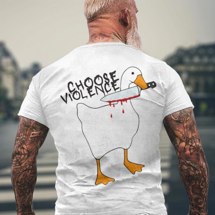 Goose With Knife Sticker Goose Sticker Funny Quotes Funny Animal Stickerspeace Was Never An Option Men's Crewneck Short Sleeve Back Print T-shirt Gifts for Old Men