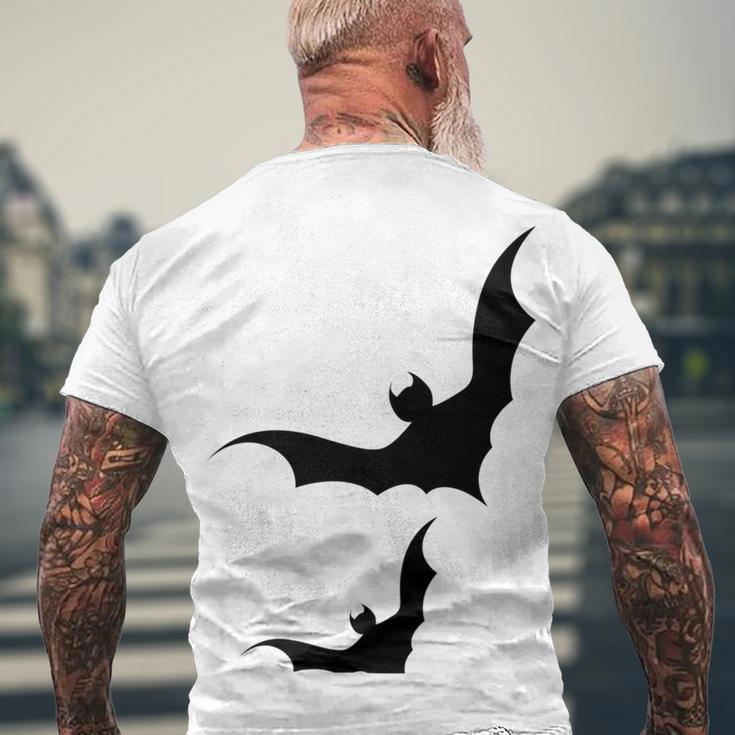 Halloween Two Bats Pattern Men's Crewneck Short Sleeve Back Print T-shirt Gifts for Old Men