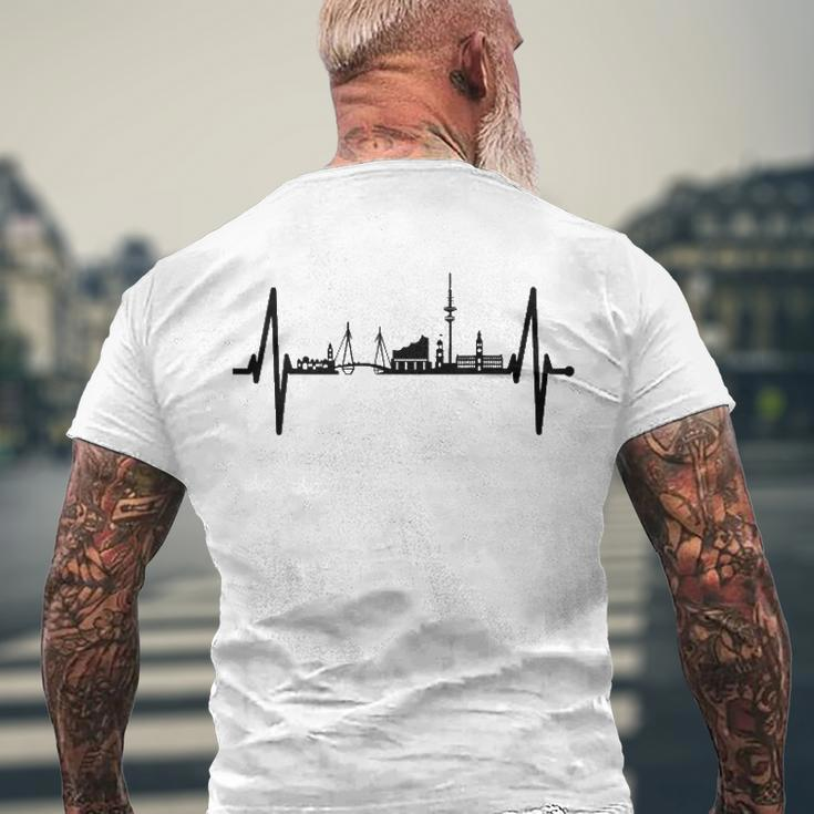 Hamburg Skyline Heartbeat Germany Lover I Love Hamburg Men's Crewneck Short Sleeve Back Print T-shirt Gifts for Old Men
