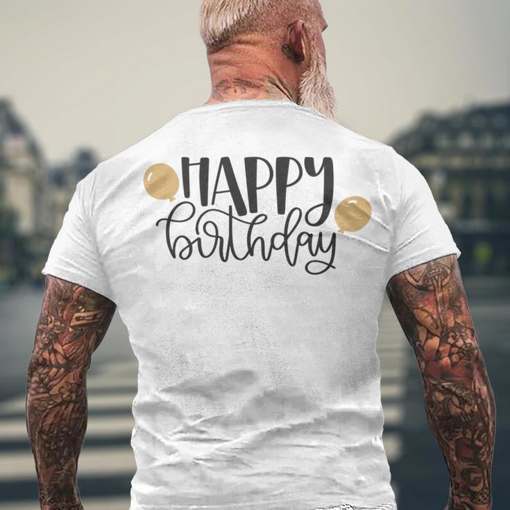 Happy Beautiful Birthday With Balloons Men's Crewneck Short Sleeve Back Print T-shirt Gifts for Old Men