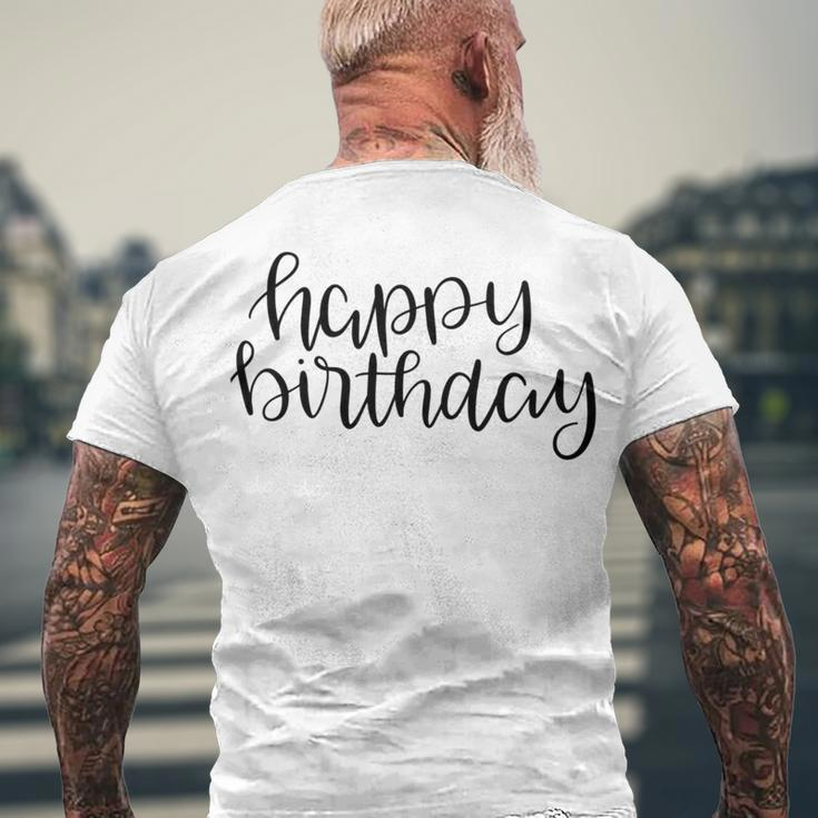 Happy Birthday Text Design Men's Crewneck Short Sleeve Back Print T-shirt Gifts for Old Men