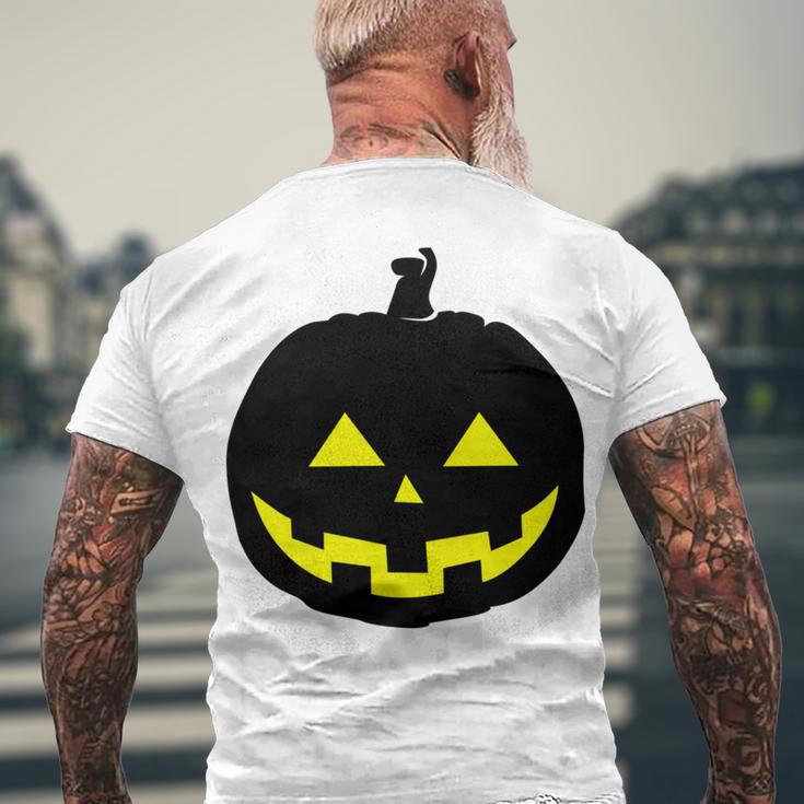 Happy Halloween Scary Black Pumpkin Pattern Men's Crewneck Short Sleeve Back Print T-shirt Gifts for Old Men