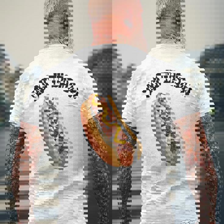 Hilarious Fun Taco Tuesday Hotdog Hot Dog Men's Back Print T-shirt Gifts for Old Men