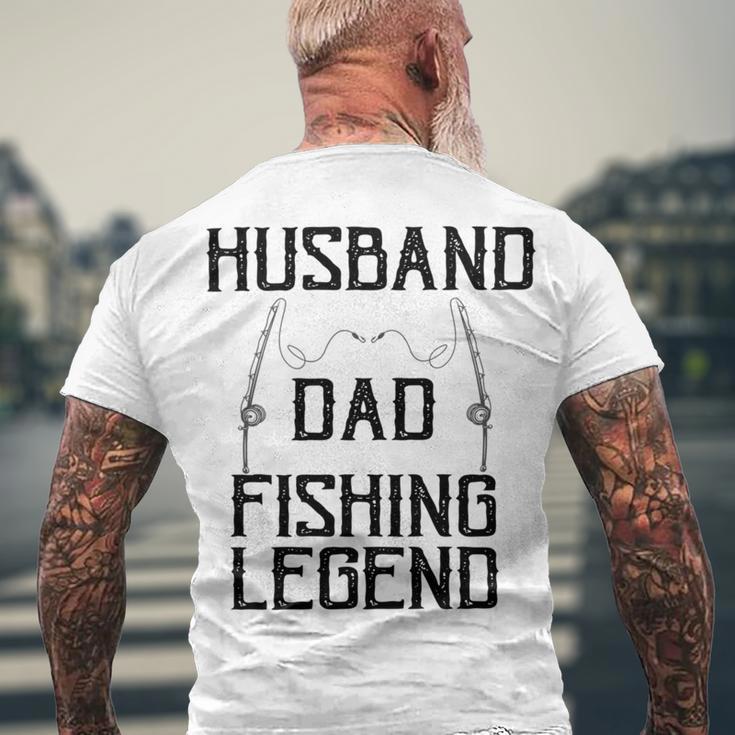 Husband Dad Fishing Legend Funny Fathers Day Father Fishermen Fishing Lovers Fishing V2 Men's Crewneck Short Sleeve Back Print T-shirt Gifts for Old Men