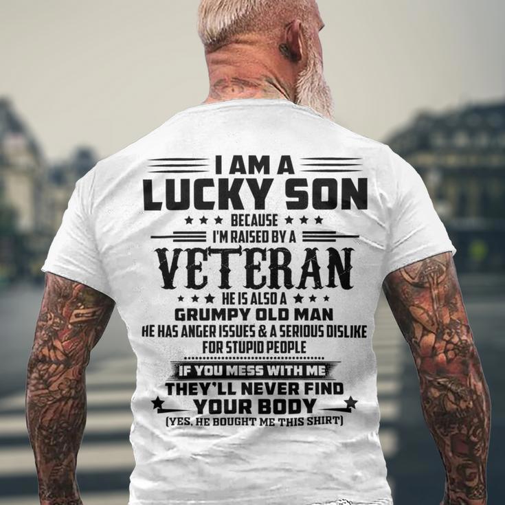 I Am A Lucky Son Because Im Raised By A Veteran Men's Crewneck Short Sleeve Back Print T-shirt Gifts for Old Men