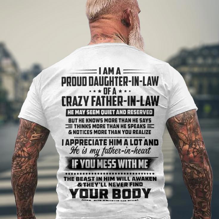 I Am A Proud Daughter In Law Of A Crazy Father In Law V2 Men's Crewneck Short Sleeve Back Print T-shirt Gifts for Old Men