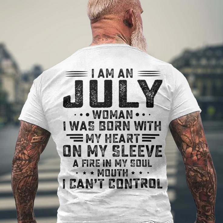 I Am An July Woman I Was Born With My Heart On My Sleevepng V2 Men's Crewneck Short Sleeve Back Print T-shirt Gifts for Old Men