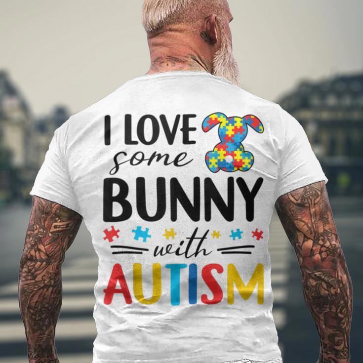 I Love Some Bunny With Autism Men's Crewneck Short Sleeve Back Print T-shirt Gifts for Old Men