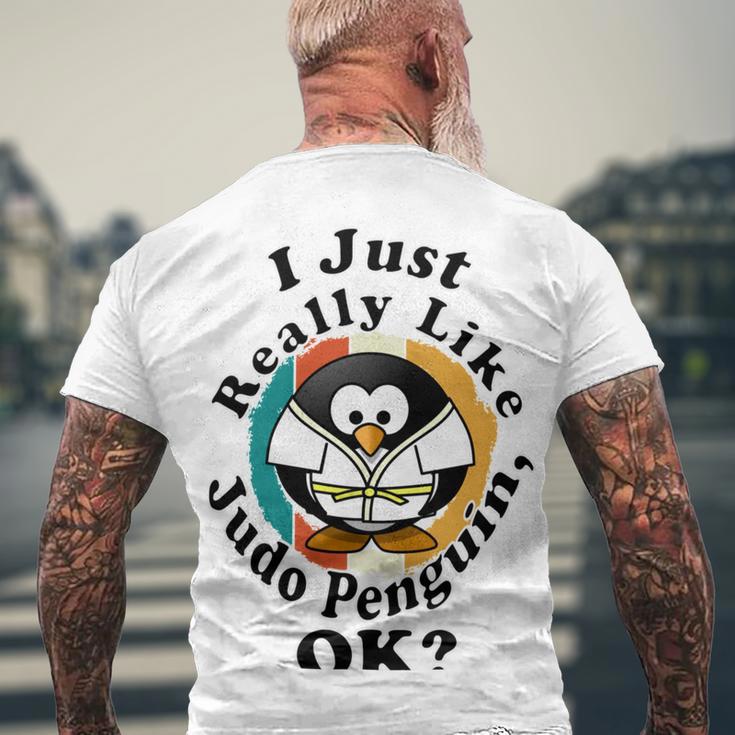 I Really Like Judo Penguin Ok Men's Crewneck Short Sleeve Back Print T-shirt Gifts for Old Men