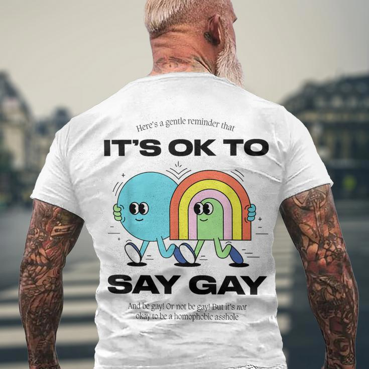 Its Ok To Say Gay Florida Lgbt Gay Pride Protect Trans Kids Men's Back Print T-shirt Gifts for Old Men