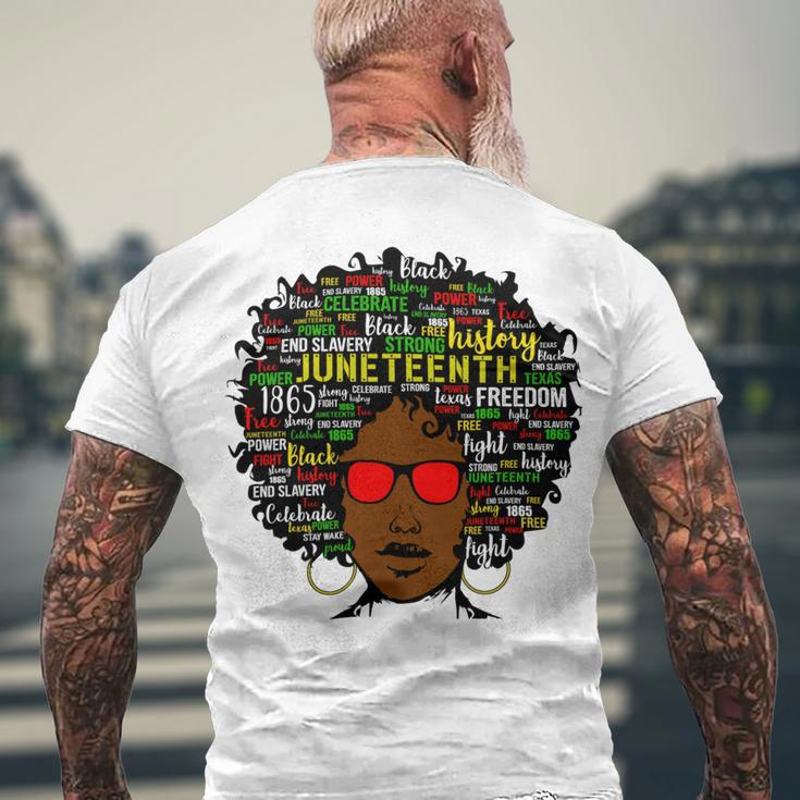 Juneteenth Black Woman Tshirt Men's Crewneck Short Sleeve Back Print T-shirt Gifts for Old Men