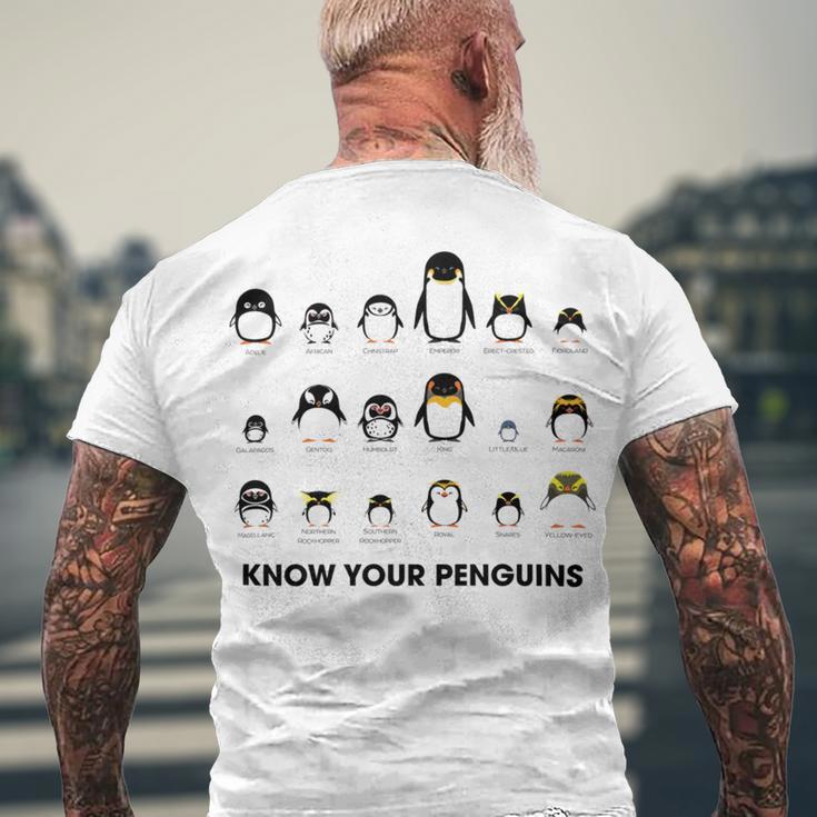 Know Your Penguins Men's Crewneck Short Sleeve Back Print T-shirt Gifts for Old Men