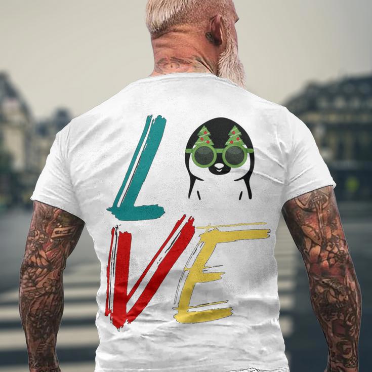 Love The Xmas Penguin Men's Crewneck Short Sleeve Back Print T-shirt Gifts for Old Men