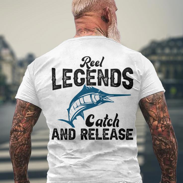 Loving Fish Reel Legends Catch And Release Men's Crewneck Short Sleeve Back Print T-shirt Gifts for Old Men