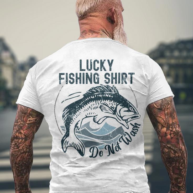 Lucky Fishing Shirt Do Not Wash Fisherman Dad Blue Men's Crewneck Short Sleeve Back Print T-shirt Gifts for Old Men