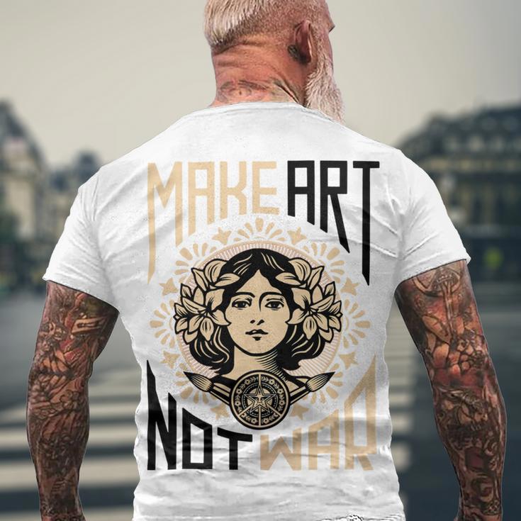 Make Art Not War Symbol Men's Crewneck Short Sleeve Back Print T-shirt Gifts for Old Men