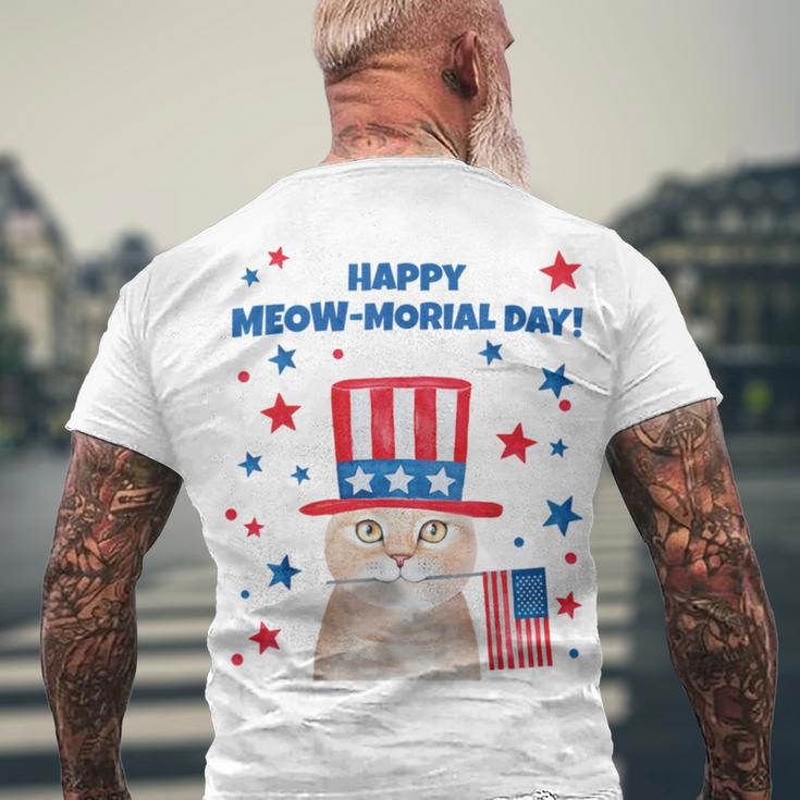 Memorial Day Cat Meowmorial Day Men's Crewneck Short Sleeve Back Print T-shirt Gifts for Old Men