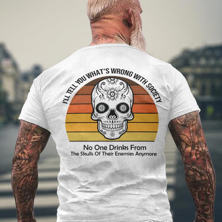 Official Wrong Society Drink From The Skull Of Your Enemies V2 Men's Crewneck Short Sleeve Back Print T-shirt Gifts for Old Men