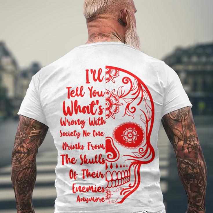 Official Wrong Society Drink From The Skull Of Your Enemies V3 Men's Crewneck Short Sleeve Back Print T-shirt Gifts for Old Men