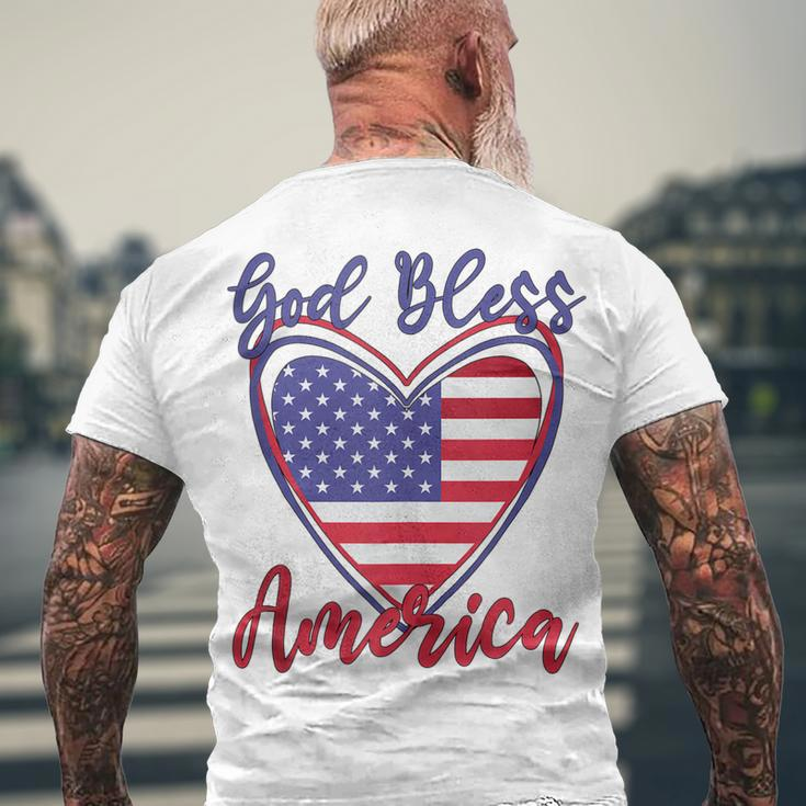 Patriotic 4Th Of July Heart For Women Cute God Bless America Men's T-shirt Back Print Gifts for Old Men