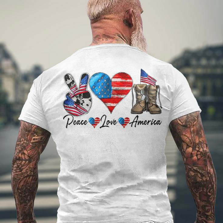 Peace Love America Vintage 4Th Of July Western America Flag Men's T-shirt Back Print Gifts for Old Men