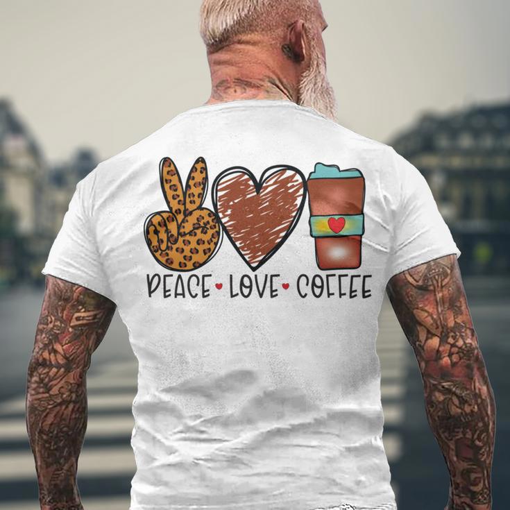 Peace Love Coffee Men's Crewneck Short Sleeve Back Print T-shirt Gifts for Old Men