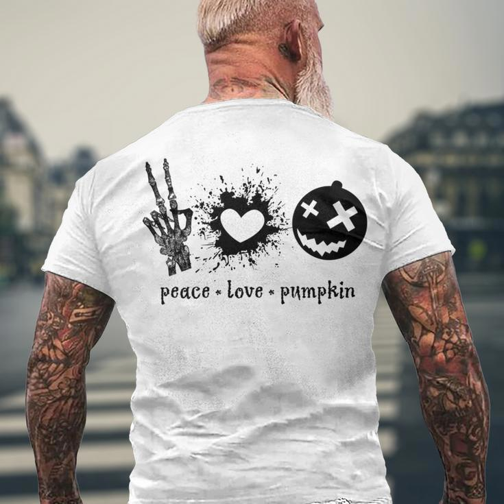 Peace Love Pumpkin Halloween Men's Crewneck Short Sleeve Back Print T-shirt Gifts for Old Men