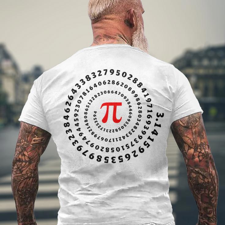 Pi Π Spiral Science Mathematics Math Irrational Number Sequence Men's Crewneck Short Sleeve Back Print T-shirt Gifts for Old Men